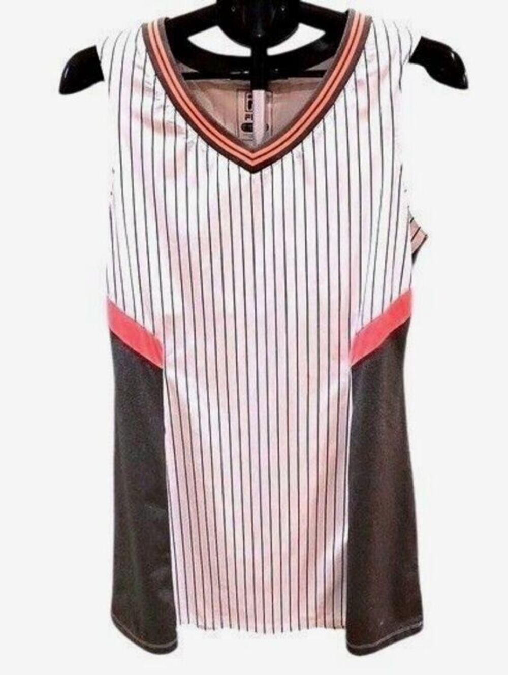 Fila Retro Doren Tennis Dress L White Pinstripe Pickleball Golf 19" P2P